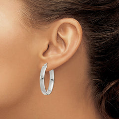 QE3681 Sterling Silver Polished 4.75mm Oval Hoop Earrings