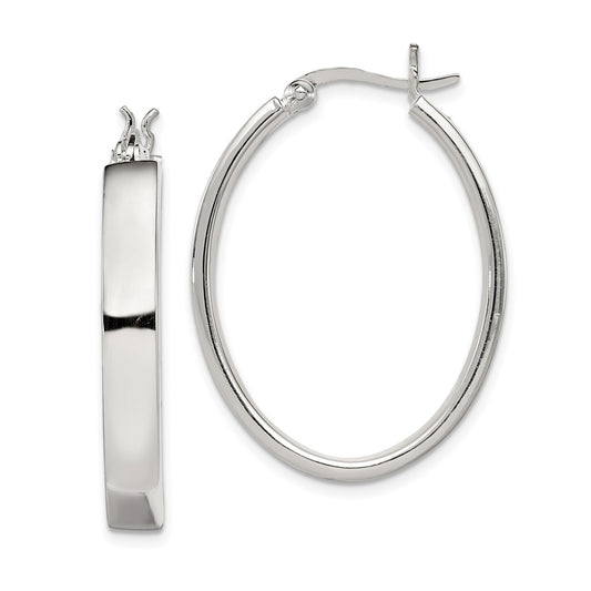 QE3681 Sterling Silver Polished 4.75mm Oval Hoop Earrings