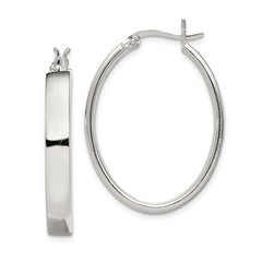 QE3681 Sterling Silver Polished 4.75mm Oval Hoop Earrings