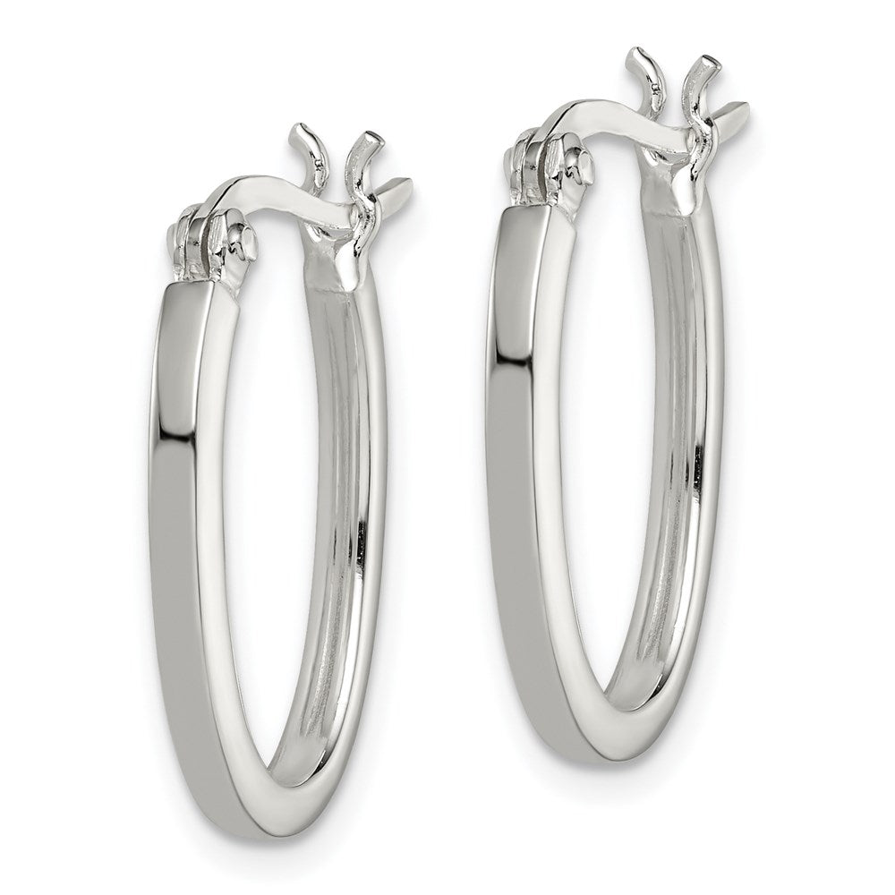 QE3684 Sterling Silver 2.00mm Square Tube Oval Hoop Earrings