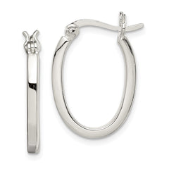 QE3684 Sterling Silver 2.00mm Square Tube Oval Hoop Earrings