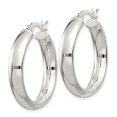 QE3686 Sterling Silver 5x25mm Hoop Earrings