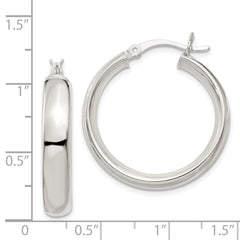 QE3686 Sterling Silver 5x25mm Hoop Earrings