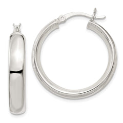 QE3686 Sterling Silver 5x25mm Hoop Earrings