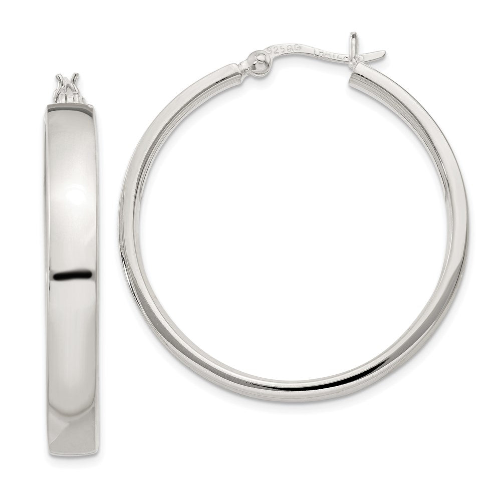 QE3688 Sterling Silver 5x31mm Hoop Earrings