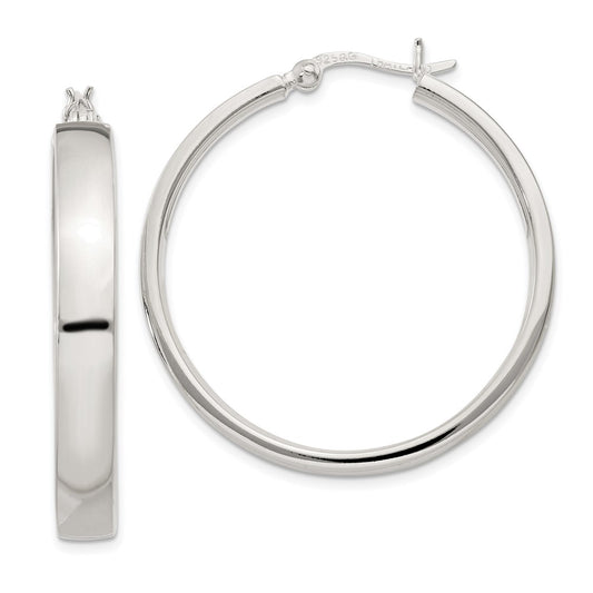 QE3688 Sterling Silver 5x31mm Hoop Earrings
