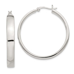 QE3688 Sterling Silver 5x31mm Hoop Earrings
