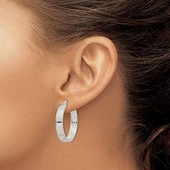 QE3689 Sterling Silver 5x27mm Hoop Earrings