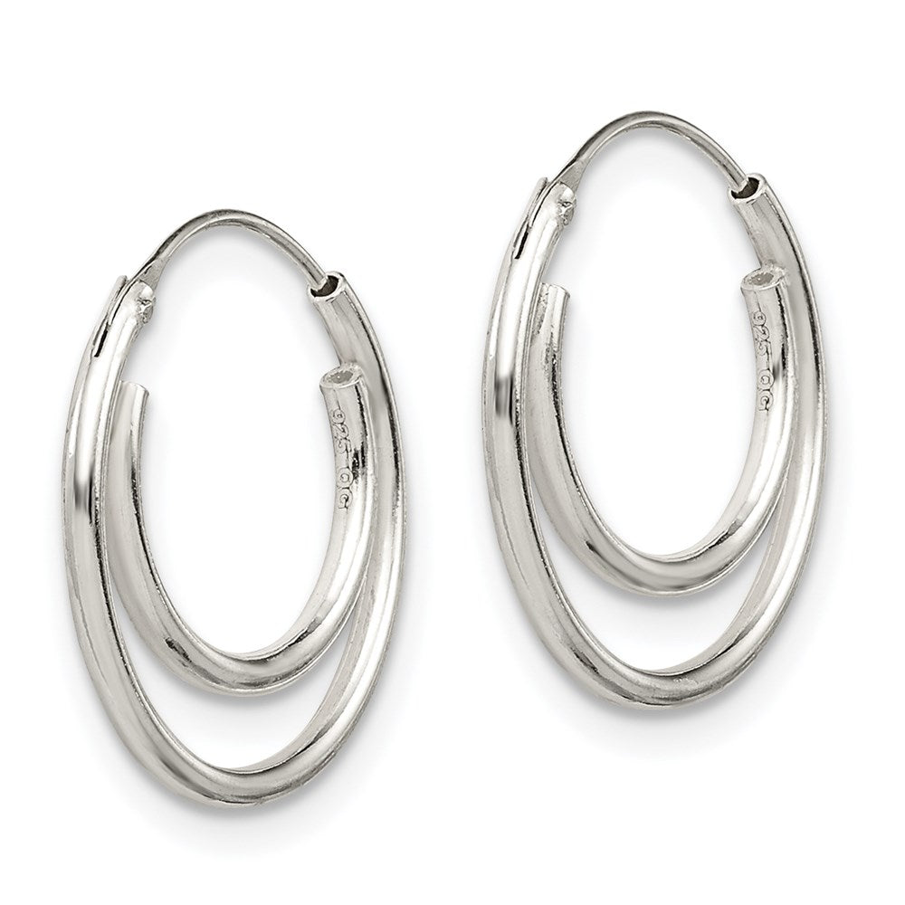 QE3718 Sterling Silver Double Endless Hoop Earrings