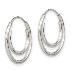 QE3718 Sterling Silver Double Endless Hoop Earrings
