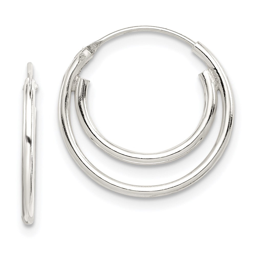 QE3718 Sterling Silver Double Endless Hoop Earrings