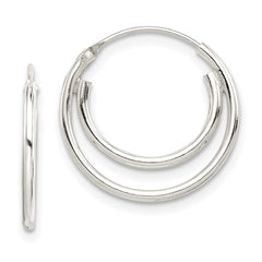 QE3718 Sterling Silver Double Endless Hoop Earrings