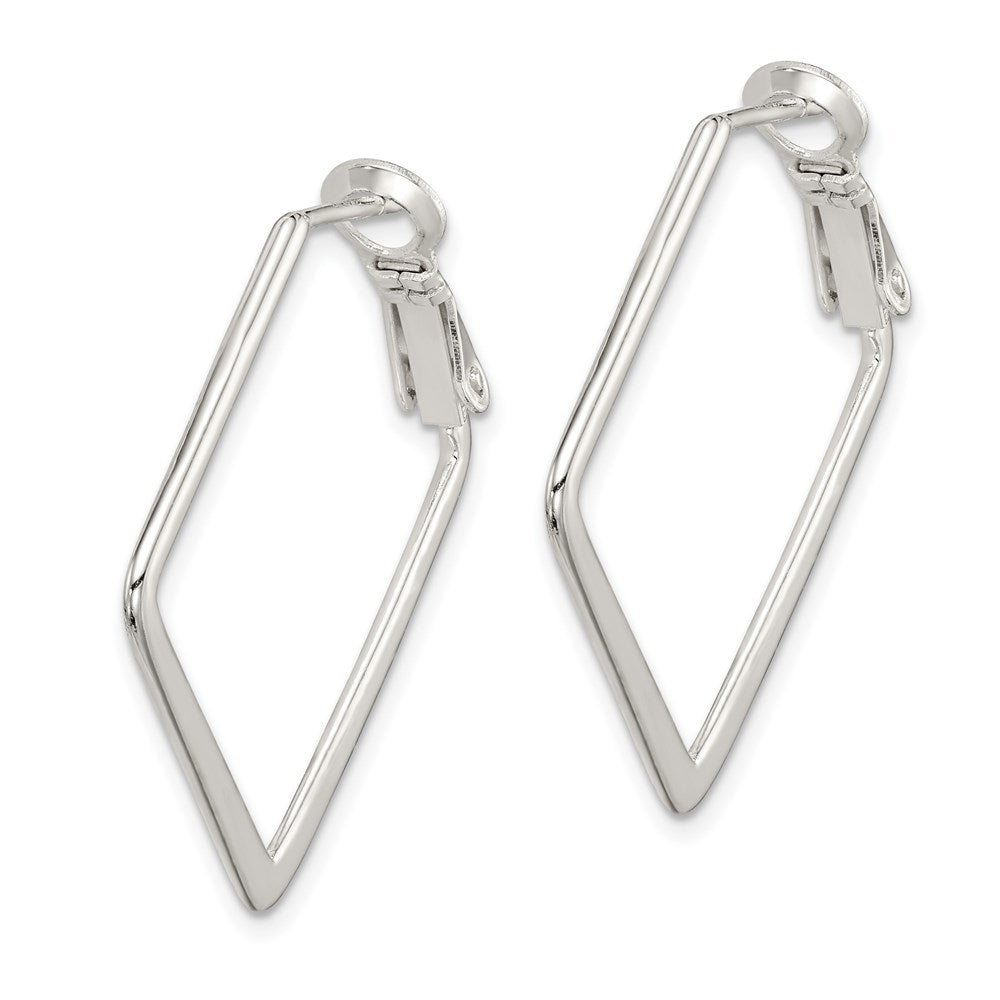 QE3739 Sterling Silver Rhodium-plated Square Hoop Earrings