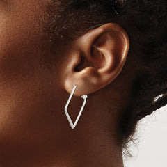 QE3739 Sterling Silver Rhodium-plated Square Hoop Earrings