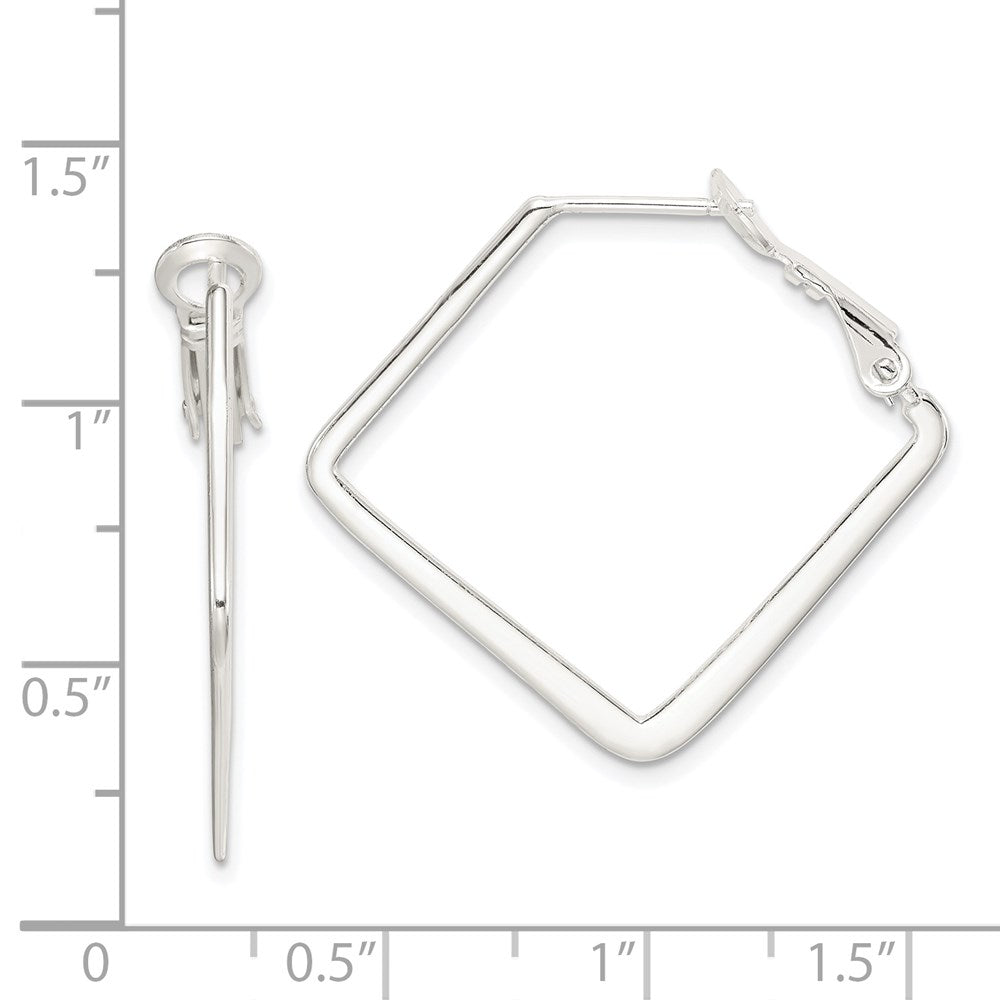QE3739 Sterling Silver Rhodium-plated Square Hoop Earrings