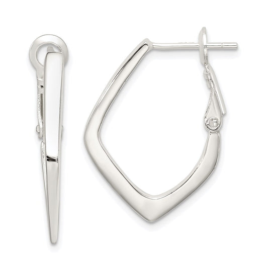 QE3740 Sterling Silver Rhodium-plated Omega Back Earrings