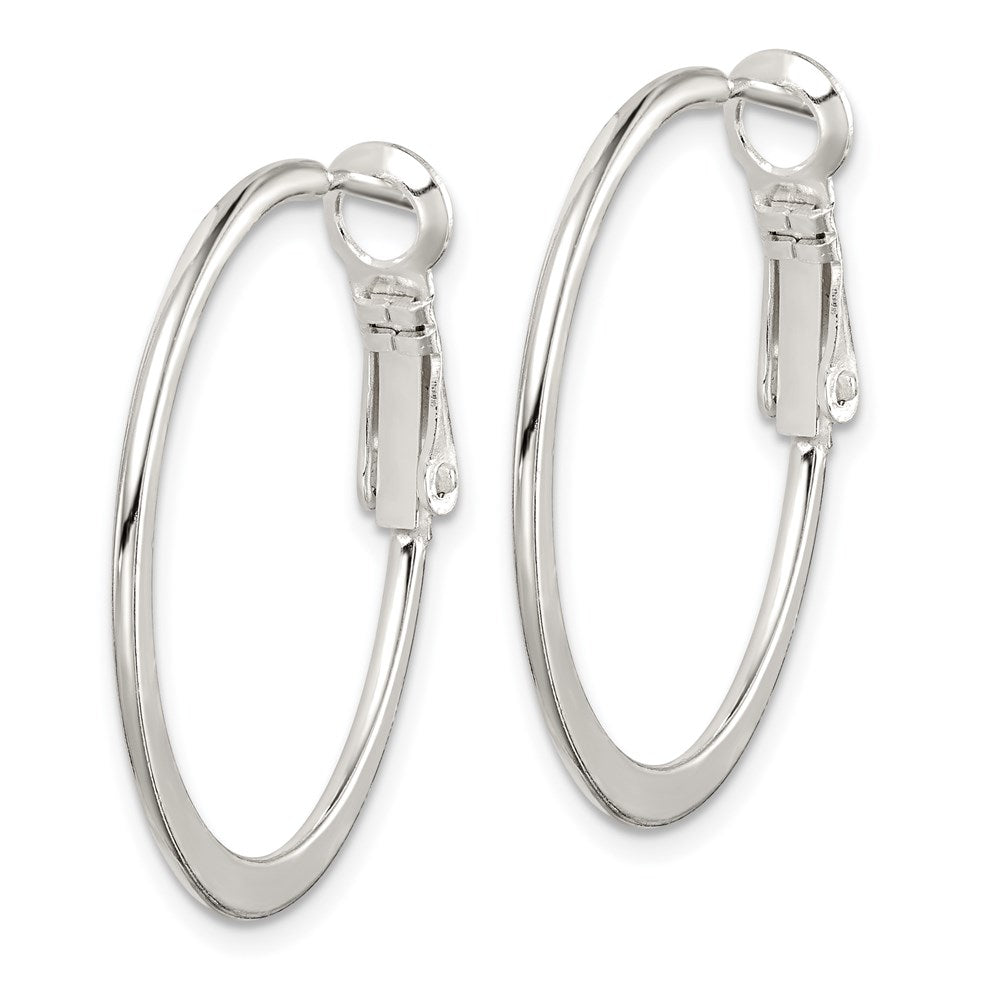 QE3741 Sterling Silver Flat Hoop Earrings