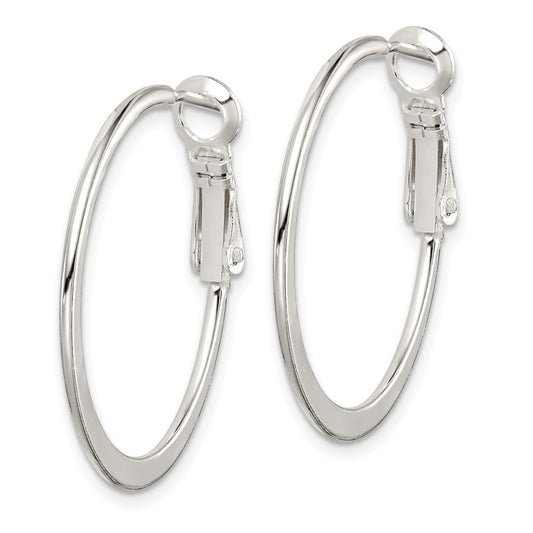 QE3741 Sterling Silver Flat Hoop Earrings