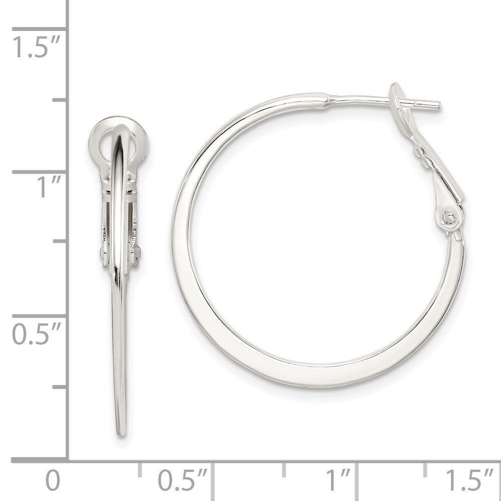 QE3741 Sterling Silver Flat Hoop Earrings