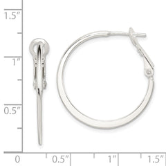 QE3741 Sterling Silver Flat Hoop Earrings