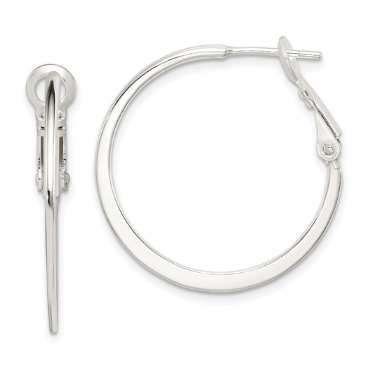QE3741 Sterling Silver Flat Hoop Earrings