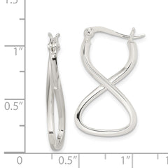 QE3762 Sterling Silver Polished & Twisted Oval Hoop Earrings