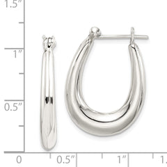 QE3763 Sterling Silver Polished & Tapered Oval Hoop Earrings