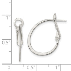 QE3770 Sterling Silver Rhodium-plated 1.5mm Oval Omega Back Hoop Earrings
