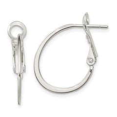 QE3770 Sterling Silver Rhodium-plated 1.5mm Oval Omega Back Hoop Earrings