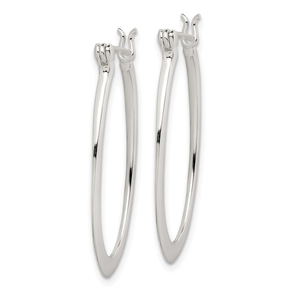 QE3773 Sterling Silver Polished & Tapered Oval Hoop Earrings