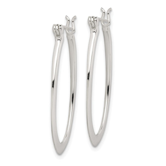 QE3773 Sterling Silver Polished & Tapered Oval Hoop Earrings