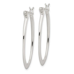 QE3773 Sterling Silver Polished & Tapered Oval Hoop Earrings