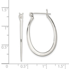 QE3773 Sterling Silver Polished & Tapered Oval Hoop Earrings