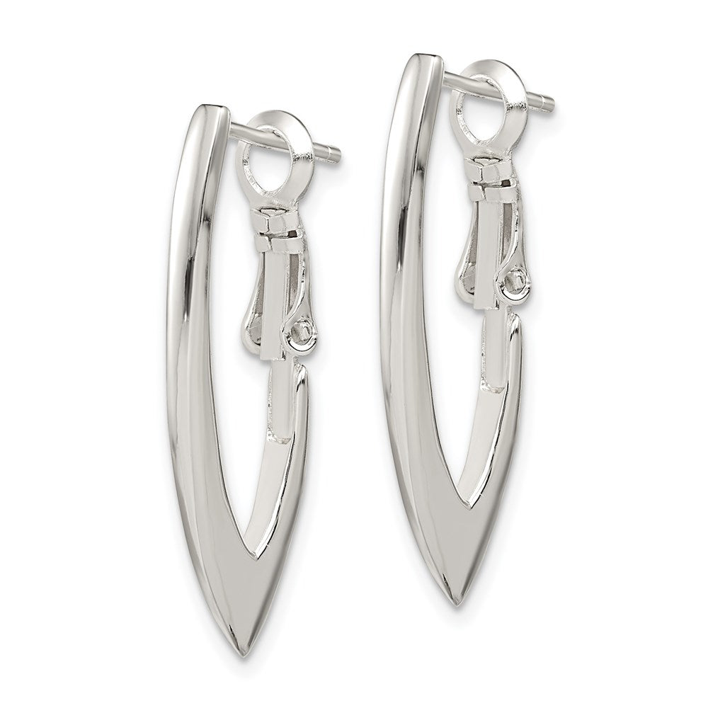 QE3775 Sterling Silver Tapered Omega Back Hoop Earrings