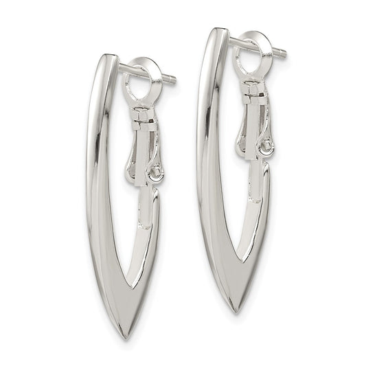 QE3775 Sterling Silver Tapered Omega Back Hoop Earrings
