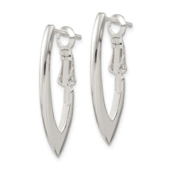 QE3775 Sterling Silver Tapered Omega Back Hoop Earrings