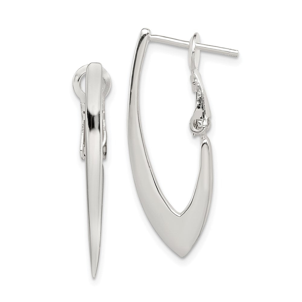 QE3775 Sterling Silver Tapered Omega Back Hoop Earrings