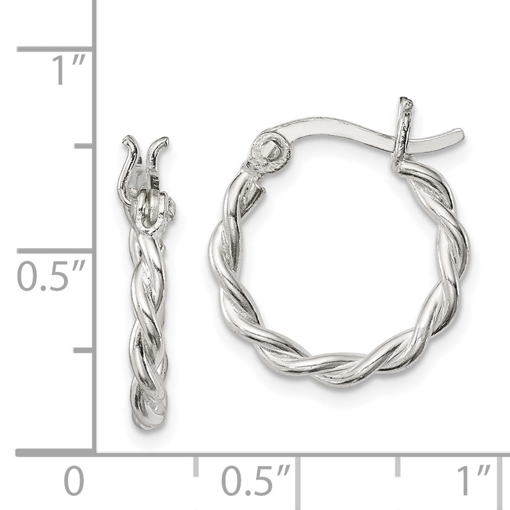 QE3784 Sterling Silver Satin Twisted 2mm Hoop Earrings