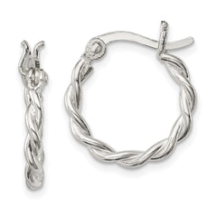 QE3784 Sterling Silver Satin Twisted 2mm Hoop Earrings