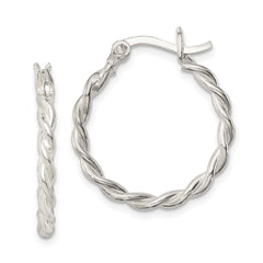 QE3790 Sterling Silver Twisted 2mm Hoop Earrings