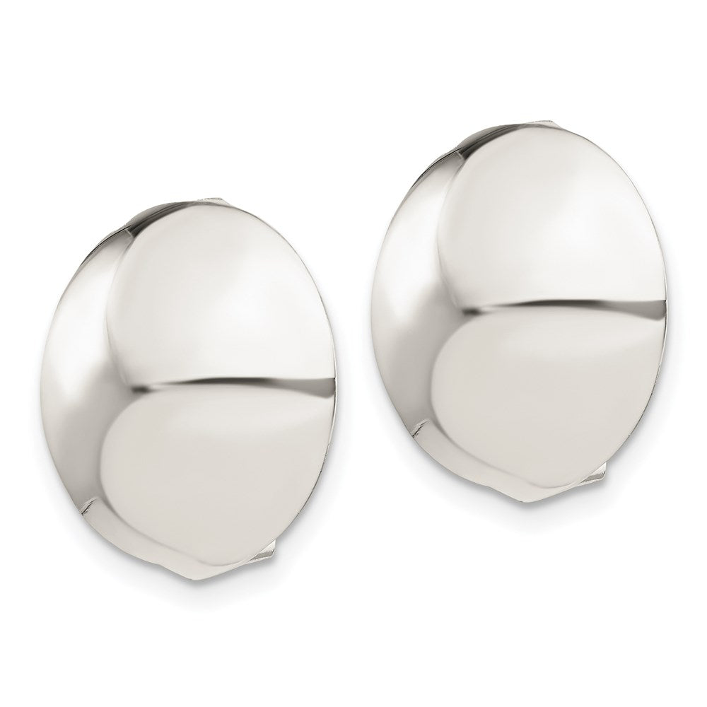 QE3807 Sterling Silver Polished Non-Pierced 18mm Circle Button Earrings