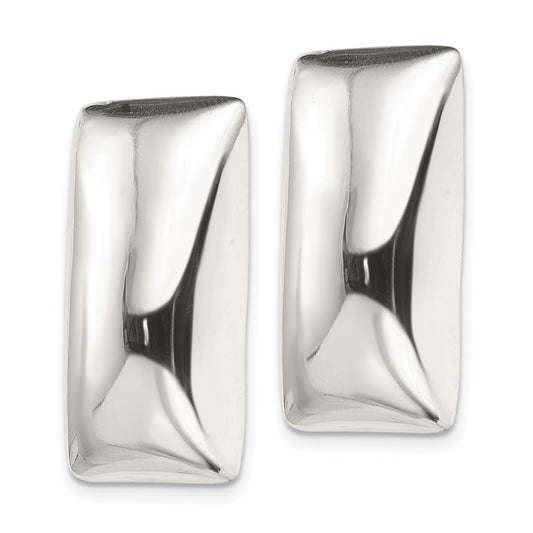 QE3812 Sterling Silver Polished Non-Pierced Rectangle Earrings