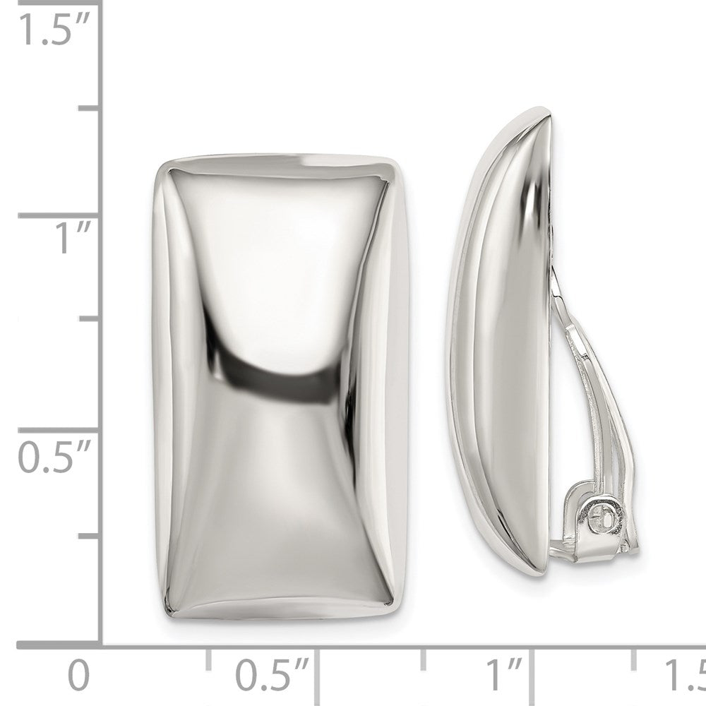 QE3812 Sterling Silver Polished Non-Pierced Rectangle Earrings