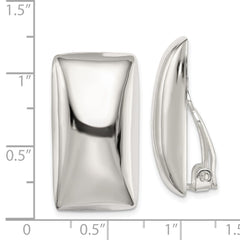 QE3812 Sterling Silver Polished Non-Pierced Rectangle Earrings