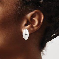 QE3813 Sterling Silver Polished Non-Pierced 25x18mm Oval Button Earrings