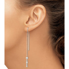 QE3878 Sterling Silver Polished Triple Graduated Ball Threader Earrings
