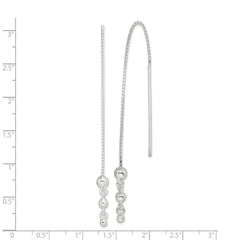 QE3878 Sterling Silver Polished Triple Graduated Ball Threader Earrings