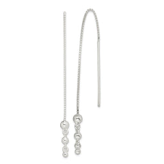 QE3878 Sterling Silver Polished Triple Graduated Ball Threader Earrings