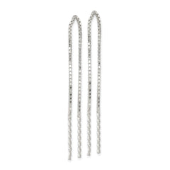 QE3891 Sterling Silver Polished Twisted Spiral Bar Threader Earrings