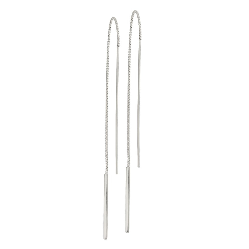 QE3894 Sterling Silver Polished Bar Threader Earrings